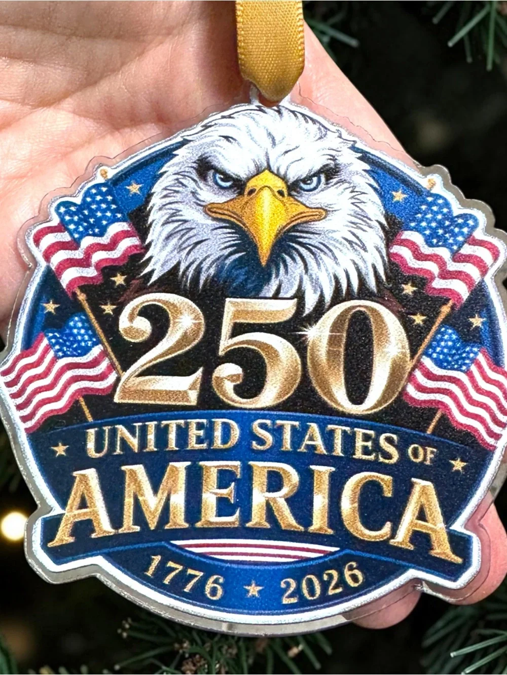 USA 250 Anniversary Eagle Christmas Ornament